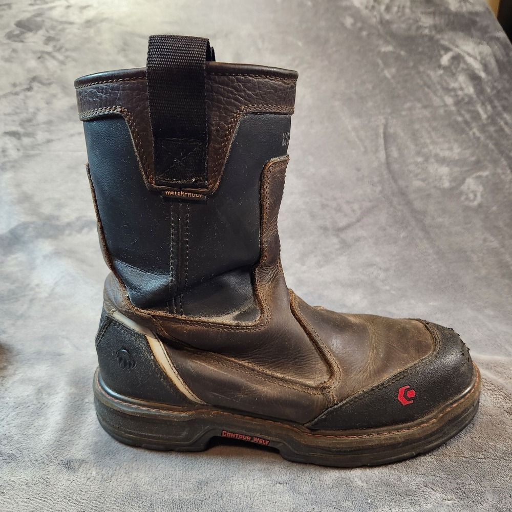 Wolverine Boots Mens Size 8 Brown Overman Carbonmax Wellington Waterproof W10488